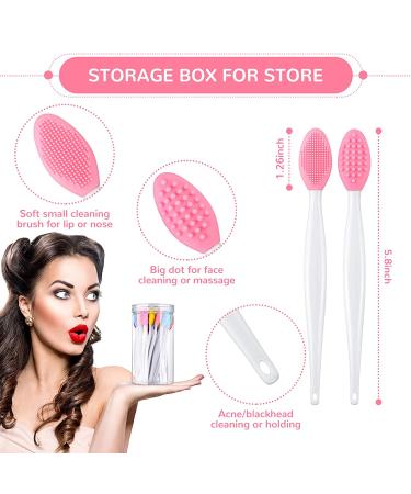 24 Pcs Double Sided Silicone Lip Scrubber Set for Plump Lips | Exfoliating Lip Brush with Container | Soft Cleaning Applicator for Smoother Appearance - Mixed Colors - Buy Online on SooperMarket.com