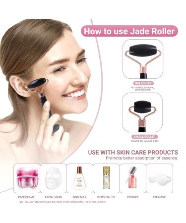 ZEEBA Natural Jade Face Roller and Gua Sha Set for Beauty Skin Care - Black - Buy Online on SooperMarket.com