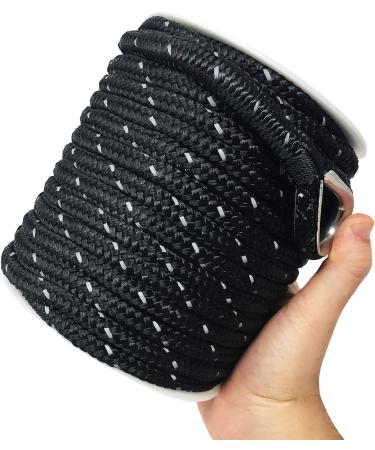 Premium 3/8 Inch Double Braided Boat Anchor Rope - 100 Ft Black Nylon Marine Line Reel for Anchors & Boats - Buy Online on SooperMarket.com