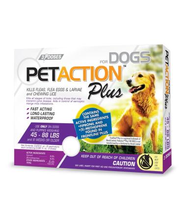 PetAction Plus For Dogs 45-88 lbs 3 Doses - 0.091 fl oz (2.68 ml) Each