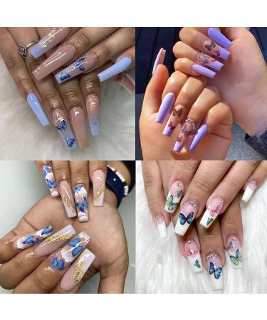 Baoximong Butterfly Nail Stickers - 8 Sheets Colorful Spring 3D Self-Adhesive Decals | Holographic Laser Design Nail Art Accessories for Women - Buy Online on SooperMarket.com