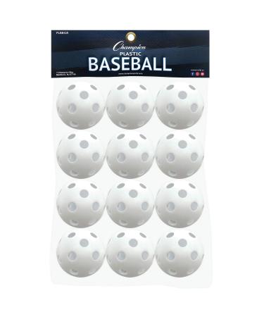 Champion Sports Hollow Balls for Sport Practice or Play - 12 Pack White