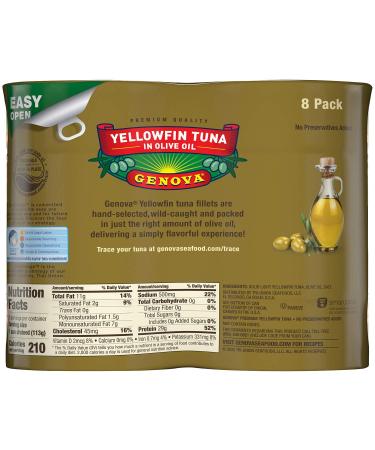 Genova Premium Yellowfin Tuna in Olive Oil - Wild Caught Solid Light - 5 oz. Can (Pack of 8) - Buy Online on SooperMarket.com