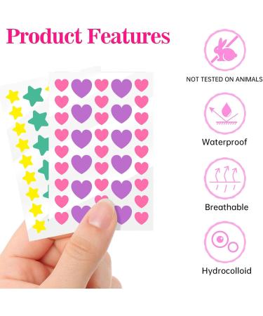 Acne Patch Pimple Patches Stars Heart-Shaped Acne Patches Hydrocolloid Dressing Cover Dots for Spots Pimple Patches Effectively Calms & Relieves Acne 156 Patches(12mm&8mm) - Buy Online on SooperMarket.com