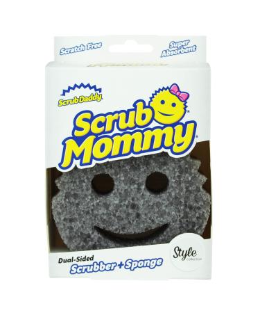 Scrub Daddy Scrub Mommy Washing Up Sponge - Dual Sided Scrubbing Non Scratch Scourers Kitchen Sponges Washing Up Cleaning Products Dish Scrubber FlexTexture Firm & Soft - Style Single Pack Grey 1 Count (Pack of 1) Single