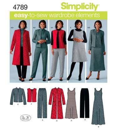 Simplicity 4789 Easy-to-Sew Plus Size Pants, Vest, Jacket and Jumper Sewing Pattern for Women by In K Design, Sizes AA (10 -18) AA (10-12-14-16-18)