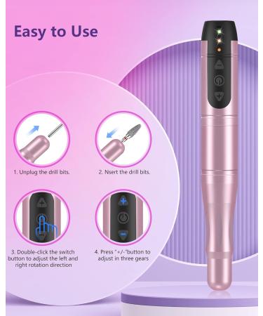 Buy SENMO Cordless Electric Nail Drill - Professional Rechargeable Nail File for Acrylic & Gel Nails - Portable Efile Nail Kit for Home Salon - Pink - Buy Online on SooperMarket.com