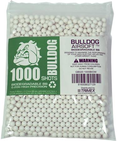 Bulldog Airsoft 0.20g Biodegradable 6mm White Pellets - 1000 Pack | Pro Team Grade - Buy Online on SooperMarket.com