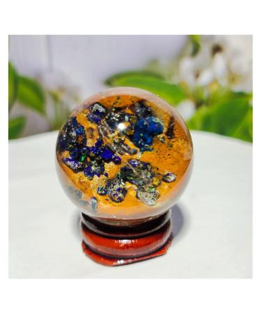 Natural Crystal Rough Natural Sphere Natural Azurite Quartz Ball Crystal Gemstones Stone Hand Polished Spheres Home Decoration 1pc (Color : 130-140g)