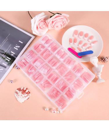 360 Pieces French Tip False Nails - Acrylic Full Cover Press-On Long Nail Tips | Nude Color Fake Nails for Women & Girls | Nail Art Manicure Decorations - Buy Online on SooperMarket.com