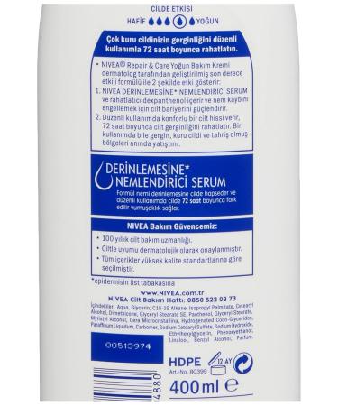 Nivea Repair & Care Body Lotion 400ml - Intensive Moisturizer for Tight Dry Skin | 72 Hours of Hydration & Repair - Buy Online on SooperMarket.com
