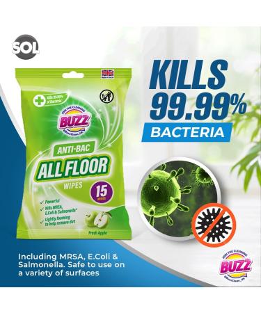 30 Pack Buzz All Floor Wipes Apple - Ultra Strong Wood Floor Cleaning Wipes - Quick Drying, Dust Magnet, Suitable for Laminate & Wooden Floors - Buy Online on SooperMarket.com