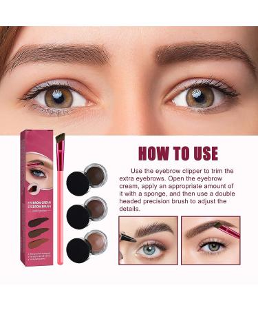 4D Hair Stroke Brow Stamp Brush Set with Mini Eyebrow Cream - Dark Brown - Buy Online on SooperMarket.com