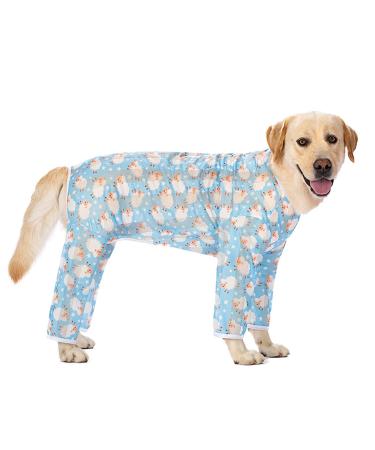 Dog Cooling Clothes Breathable Mesh Cooling Pajamas for Dogs Sunscreen Cooling Dogs Four-Legged Jumpsuit Costumes for Medium and Large Dogs Indoor Outdoor (5XL Blue sheep) 5XL Blue sheep