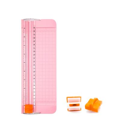 Paper Cutter A5 Paper Trimmer Titanium Scrapbooking Tool with 1pcs Replacement Cutting Blade,for Scrapbooking, Picture Cutting, Label Design, Photos,Comes with a Replacement Cutting Blade Blade Pink