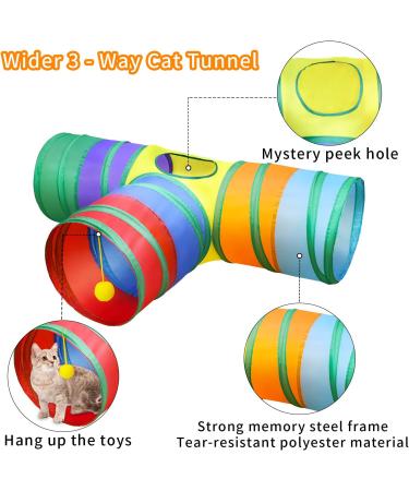 Malier Cat Toys Set Collapsible Tunnels, Interactive Feather Toy, Crinkle Balls, 3 Way Tube Indoor Cat & Kitten Play Set - Buy Online on SooperMarket.com
