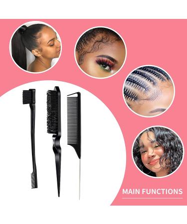 Hair Styling Comb Wax Sticker Set with Edge Brush for Women - 5pcs - Buy Online on SooperMarket.com