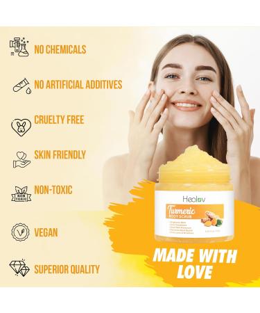 Turmeric Body Scrub - All-Natural Skin Brightening Exfoliator for Face & Body - Boost Circulation & Improve Discoloration - Buy Online on SooperMarket.com