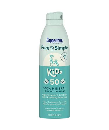 Coppertone Pure & Simple Kids Sunscreen SPF 50 Multi Pack - Zinc Oxide Mineral Sunscreen Spray & Stick for Face - 5oz + 0.49oz - Buy Online on SooperMarket.com