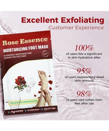 OUKEYA Foot Mask 3 Pairs: Nourish Foot Mask Dermatologically Tested Repairs Heels & Soften Dry Dead Skin for Cracked Feet(No Peeling) Rose - Buy Online on SooperMarket.com