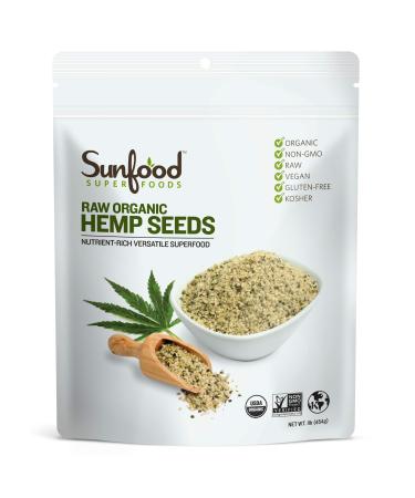 Sunfood Raw Organic Shelled Hemp Seeds 1 lb (454 g)