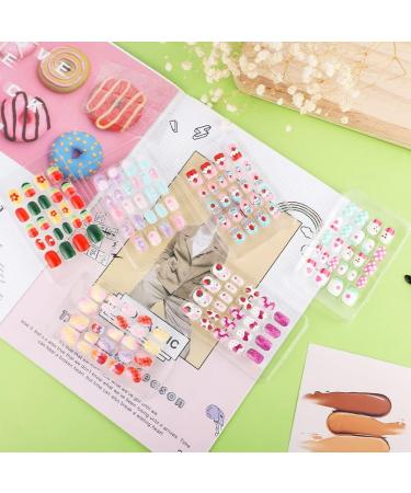144 Pieces Kids Stick On Nails Full Cover Children False Nails Short Kids Press on Nails Sets Fake Cartoon Nails for Girls - Buy Online on SooperMarket.com