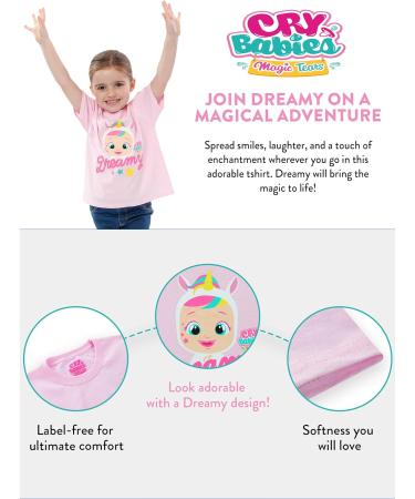 Cry Babies Magic Tears Dreamy Doll Girls T-Shirt | Official Merchandise | Ages 3-4 Years | Comfy Cotton Kids Clothing - Buy Online on SooperMarket.com
