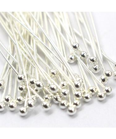 Tacool Real 925 Sterling Silver Head Pins for Gemstone Jewelry Making Beads (Silver  1.5x20mm) Silver 1.5x20mm