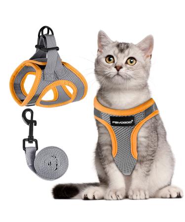Fayogoo cat dishes Cat linen dishes for cats cat dishes with a leash outbreak -proof cat dishes Controlling breathable breathable cat leash with reflective stripes gray m (1 Pack)