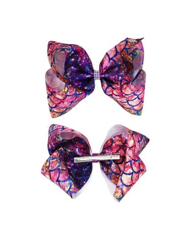 Siwa Style 8 Inch Large Mermaid Hair Bow Alligator Clips - Perfect Xmas Gift for Girls - Buy Online on SooperMarket.com