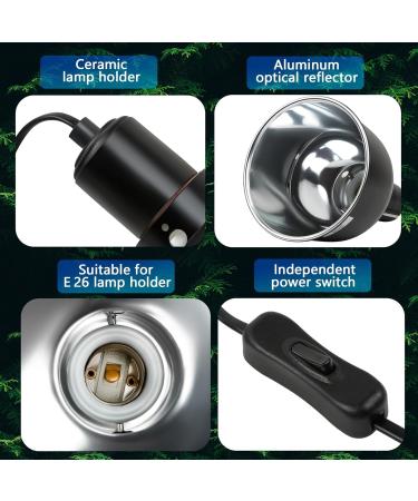 REPTI HOME Reptile Light Fixture - 5.5inch Deep Dome Heat Lamp Fixture UVB Heat Basking Lamp Fixture for Amphibian Reptile Terrariums DOME 5.5 inch - Buy Online on SooperMarket.com