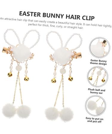 Amosfun 1 Pair Bunny Hairpin Kids Decor Baby Decor Rabbit Ear Headbands Plush Hairpins Pearl Hair Ties Pearl Hair Pin Retro Decor Pompom Hair Tie Vintage Metal Plush Ball Miss - Buy Online on SooperMarket.com