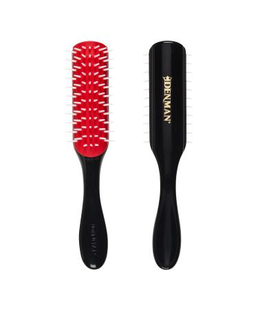 Denman D31 Curly Hair Brush (Black) 7 Row Styling Brush for Detangling Separating Shaping and Defining Curls - For Women and Men Red/Black 1 Count (Pack of 1)