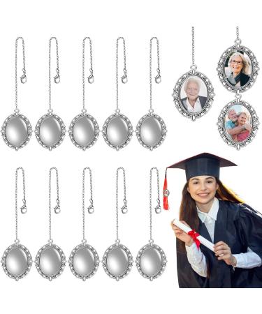 SANNIX Graduation Cap Charm 10 Pcs Memorial Charm for Graduation Cap Tassel Charm Memorial Photo Charm Graduation Gift for Cap and Gown Ceremony Charms Graduation Cap Decorations(Silver)