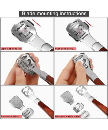 YIMART Foot Corn Removal Cutter Scraper Set - Stainless Steel Callus Remover with 10 Blades - Professional Pedicure Tool for Dead Skin and Cuticles - Buy Online on SooperMarket.com
