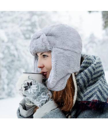 Peicees Winter Ushanka Trapper Hat with Earflaps - Unisex Black Winter Hat for Adults and Kids - Buy Online on SooperMarket.com