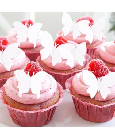 Alegre Edible Butterflies for Cakes - 50 White Decorative Muffin & Birthday Cake Toppers - Buy Online on SooperMarket.com