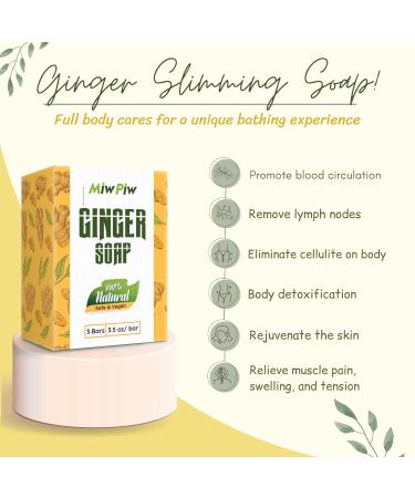 Miw Piw Ginger Soap Lymphatic Drainage Pack 6 - Anti-Cellulite & Skin Tightening Formula - Natural Detox Soaps for Deep Cleansing & Rejuvenation - Type B - Buy Online on SooperMarket.com