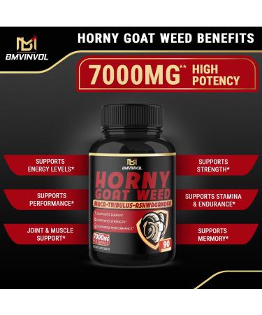 BMVINVOL Horny Goat Weed Capsules - 7000mg - Pack of 2 - 180 Capsules - Buy Online on SooperMarket.com