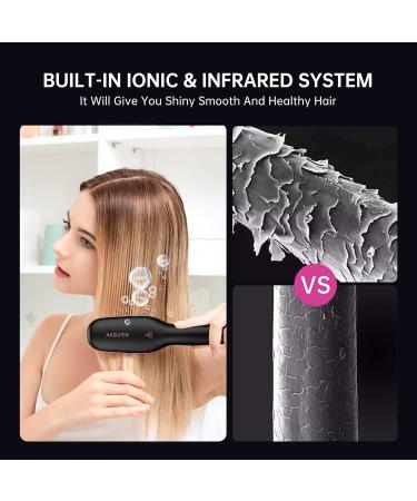 Shop Hair Straightener Brush - Ceramic Hot Comb with 16 Temp Settings Dual Voltage & Anti-Scald for Effortless Styling | Global Shipping Available - Buy Online on SooperMarket.com