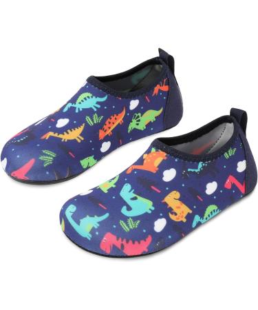 JIASUQI Kids Water Shoes - Quick Dry Aqua Socks for Beach & Pool - Navy Dinosaur Design - Size 10.5/11 UK Child - Buy Online on SooperMarket.com