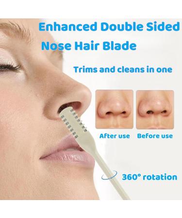 WEERSHUN 2-in-1 Nasal Hair Cutter - 2024 Double-Sided Nose Hair Knife & Portable Ear Picker - Manual 360 Rotating Nostril Hair Remover Tool for Men & Women (Blue 3pcs - Buy Online on SooperMarket.com
