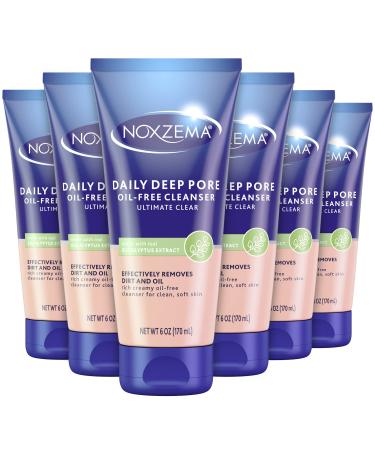 Noxzema Ultimate Clear Daily Deep Pore Oil-Free Cleanser for Soft Smooth Skin - Noxzema Daily Face Wash for Women and Men Noxzema Facial Cleanser for Acne Prone Skin 6 Oz Ea (Pack of 6)