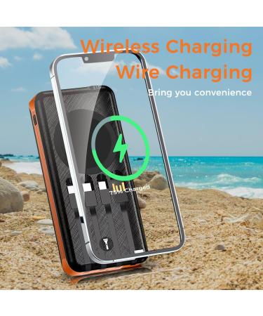 Alpha Digital Outdoor Solar Portable Power Bank with Wireless Charging 10000mAh - Orange - Buy Online on SooperMarket.com