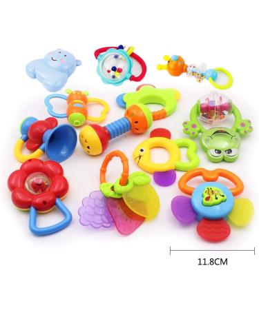 WISHTIME 11PCS Baby Rattles Teethers for Newborn Toys - Hand Development Rattle Toys and Giant Bottle - Gifts for Infants 0-12 Months (Blue) - Buy Online on SooperMarket.com
