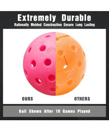 Vvinca Pickleballs 6 Pack - USAPA Approved, Outdoor Pickleball Balls with 40 Holes, Double Tone Luminous Colors (Green/Blue/Pink/Tangerine/Yellow), Bubblegum Pink - 6 Pack - Buy Online on SooperMarket.com