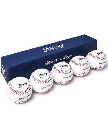 Murray Sporting Goods Official League Tee Balls - Youth Kids 8 & Under Soft Core T-Balls Packs of 2, 5, 10 & 20 Baseballs 5-Pack