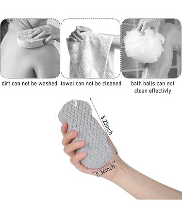 4Pcs Ultra Soft Bath Body Shower Sponge Set | Exfoliating Dead Skin Remover with Sticky Hooks | Ideal for Pregnant Women, Adults, Children | Pink Blue Gray White - Buy Online on SooperMarket.com