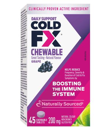 COLD-FX Grape Chewables Ginseng Extract Reduce Chance Cold and Flu Support Immune System - 45 Vegan Capsules Grape 45 count (Pack of 1)