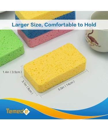 Temede Large Cellulose Sponges - Heavy Duty Dish Scrubbers - 5 Pack - Buy Online on SooperMarket.com